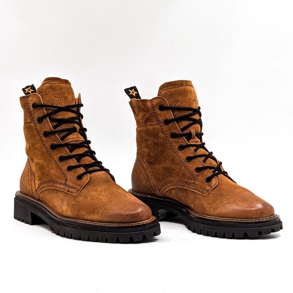 Paul Green Women Bronx Lace-up Platform Wheat Nubuck Combat Boots 7US AUS 4.5 - Picture 1 of 10